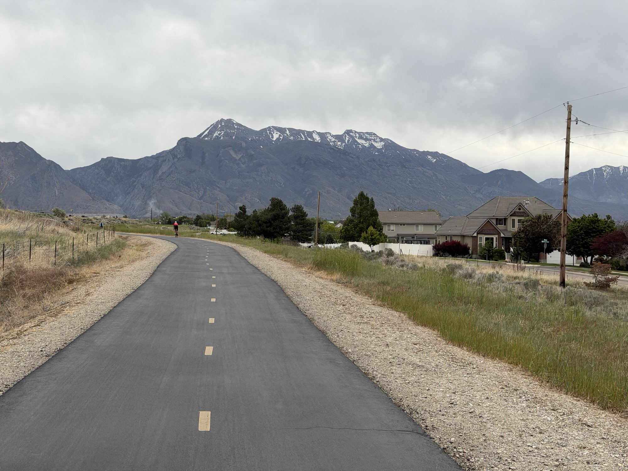 Road stretching into the Wasatch Mountains