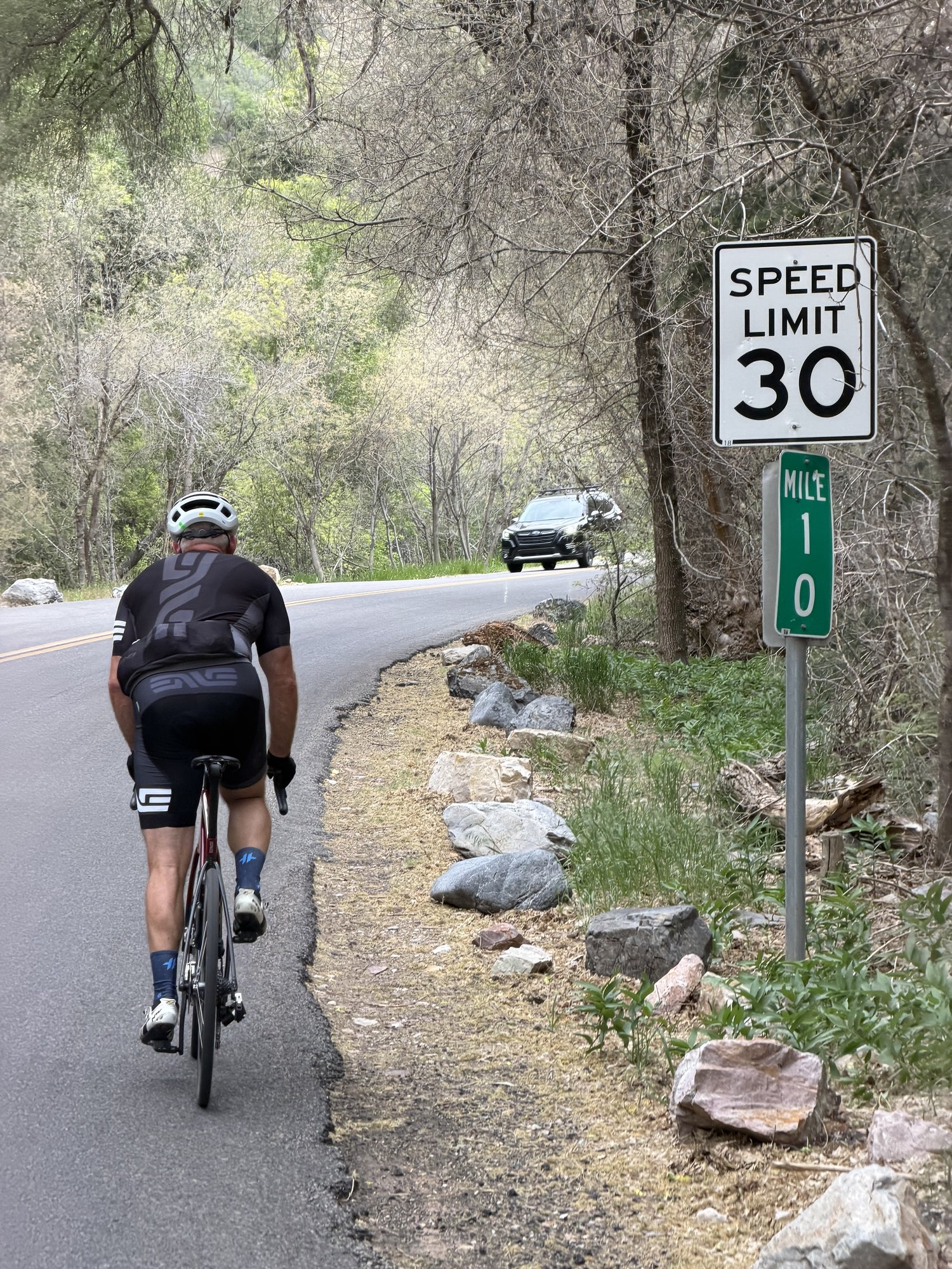 Seth at Mile 1 marker in the canyon
