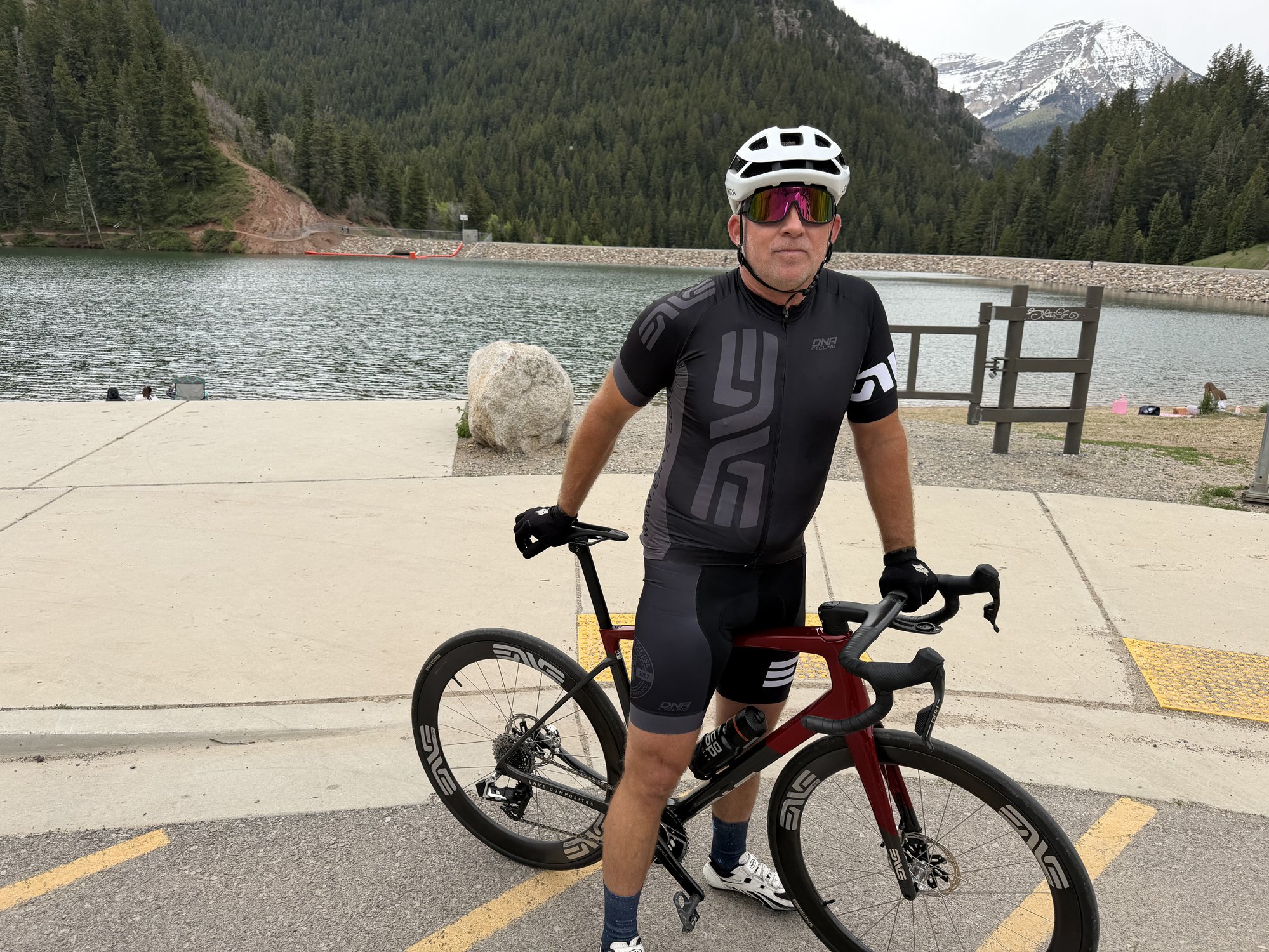 Seth with ENVE bike at Tibble Fork Reservoir